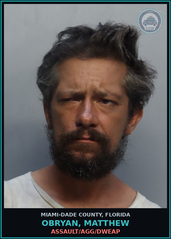 Booking mugshot of OBRYAN, MATTHEW in Miami-Dade County