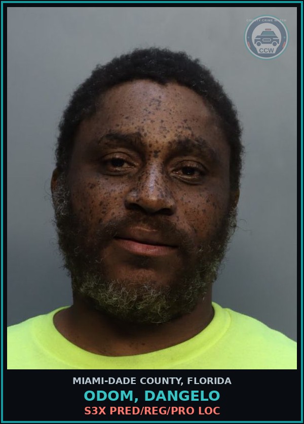 Booking mugshot of ODOM, DANGELO in Miami-Dade County
