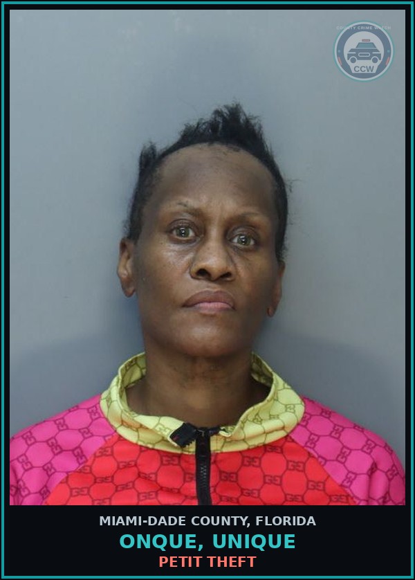 Booking mugshot of ONQUE, UNIQUE in Miami-Dade County