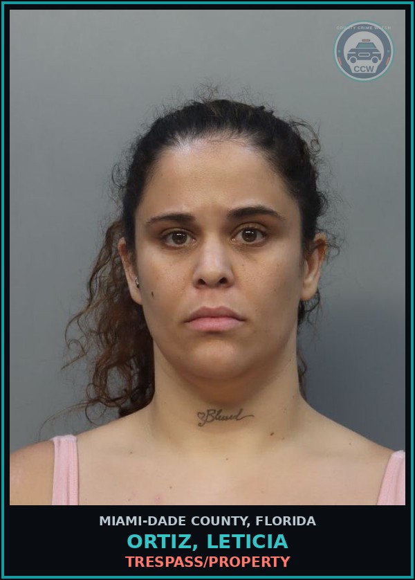 Booking mugshot of ORTIZ, LETICIA in Miami-Dade County