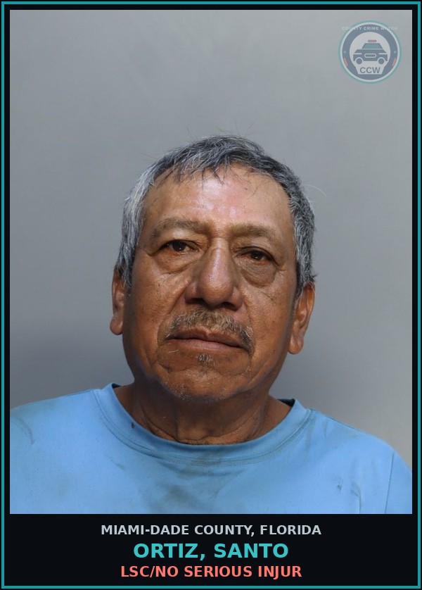 Booking mugshot of ORTIZ, SANTO in Miami-Dade County