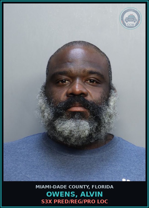 Booking mugshot of OWENS, ALVIN in Miami-Dade County