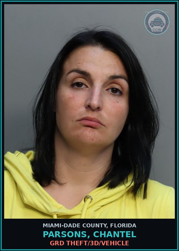 Booking mugshot of PARSONS, CHANTEL in Miami-Dade County