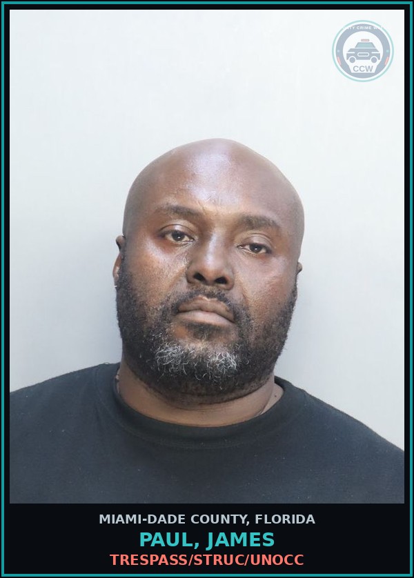 Booking mugshot of PAUL, JAMES in Miami-Dade County