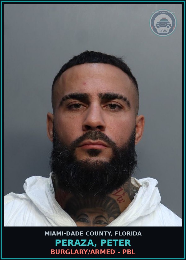 Booking mugshot of PERAZA, PETER in Miami-Dade County