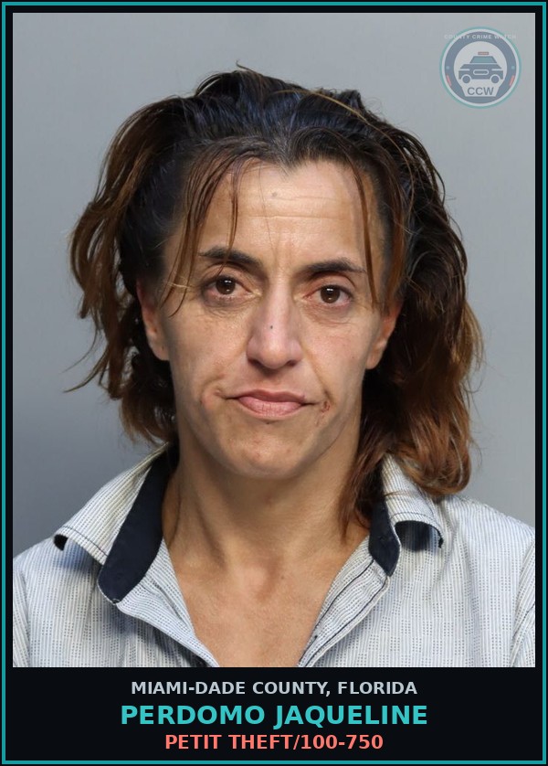 Booking mugshot of PERDOMO JAQUELINE in Miami-Dade County