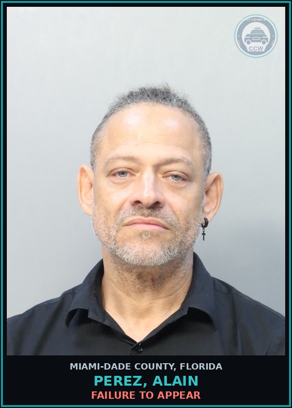 Booking mugshot of PEREZ, ALAIN in Miami-Dade County
