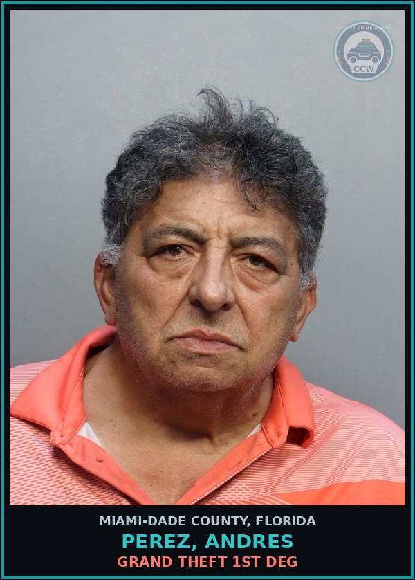 Booking mugshot of PEREZ, ANDRES in Miami-Dade County