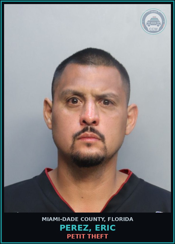 Booking mugshot of PEREZ, ERIC in Miami-Dade County