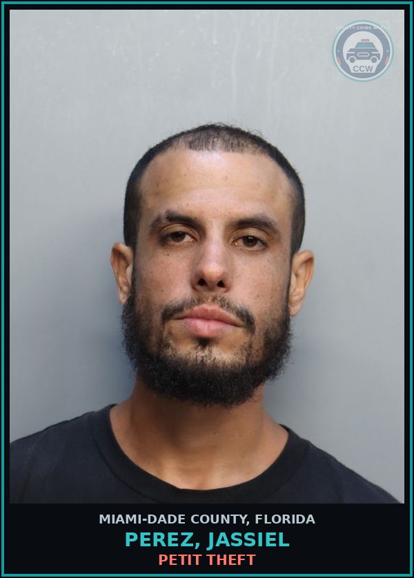 Booking mugshot of PEREZ, JASSIEL in Miami-Dade County