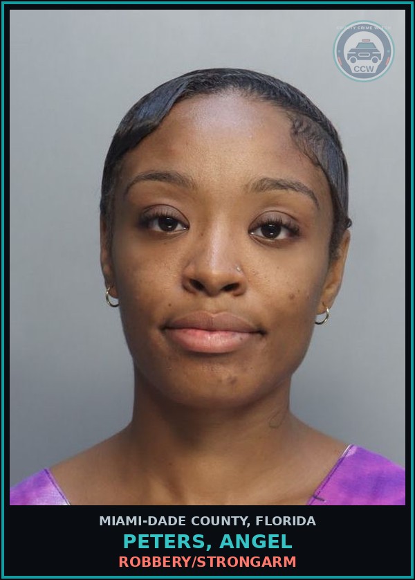 Booking mugshot of PETERS, ANGEL in Miami-Dade County