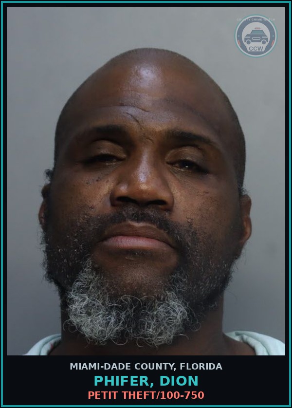 Booking mugshot of PHIFER, DION in Miami-Dade County