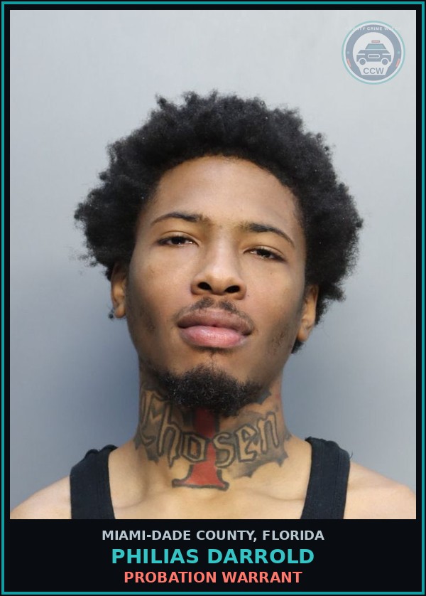 Booking mugshot of PHILIAS DARROLD in Miami-Dade County