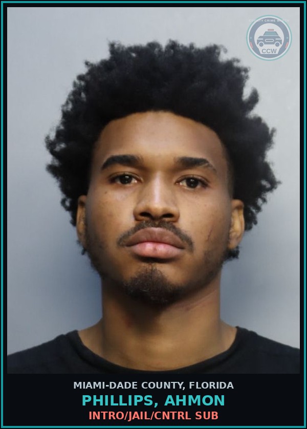 Booking mugshot of PHILLIPS, AHMON in Miami-Dade County