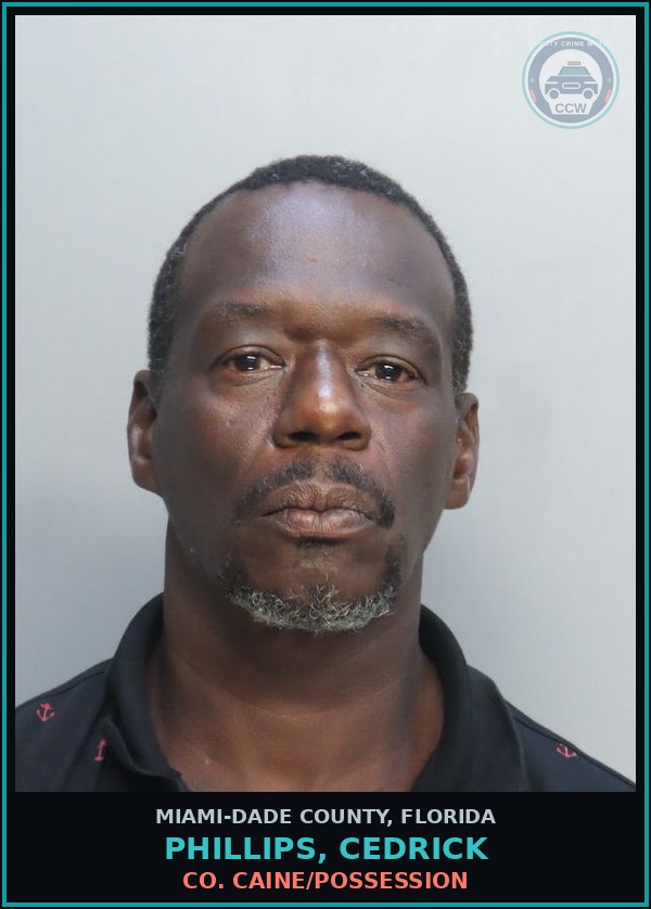 Booking mugshot of PHILLIPS, CEDRICK in Miami-Dade County
