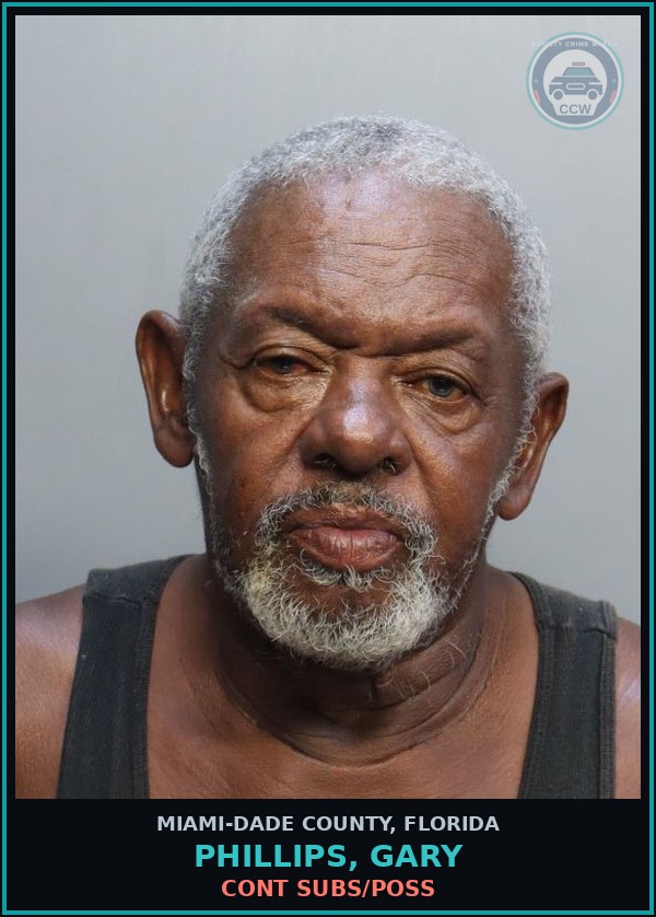 Booking mugshot of PHILLIPS, GARY in Miami-Dade County