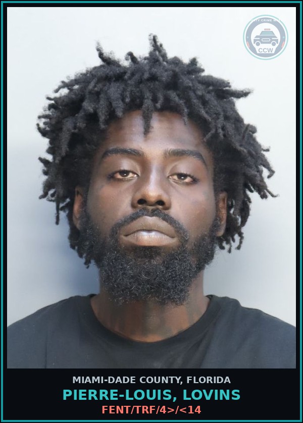Booking mugshot of PIERRE-LOUIS, LOVINS in Miami-Dade County