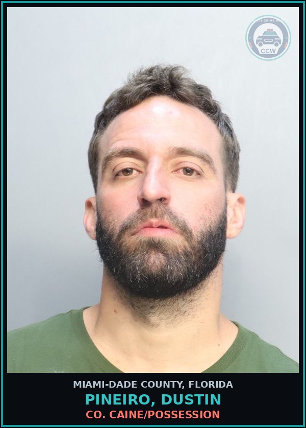 Booking mugshot of PINEIRO, DUSTIN in Miami-Dade County