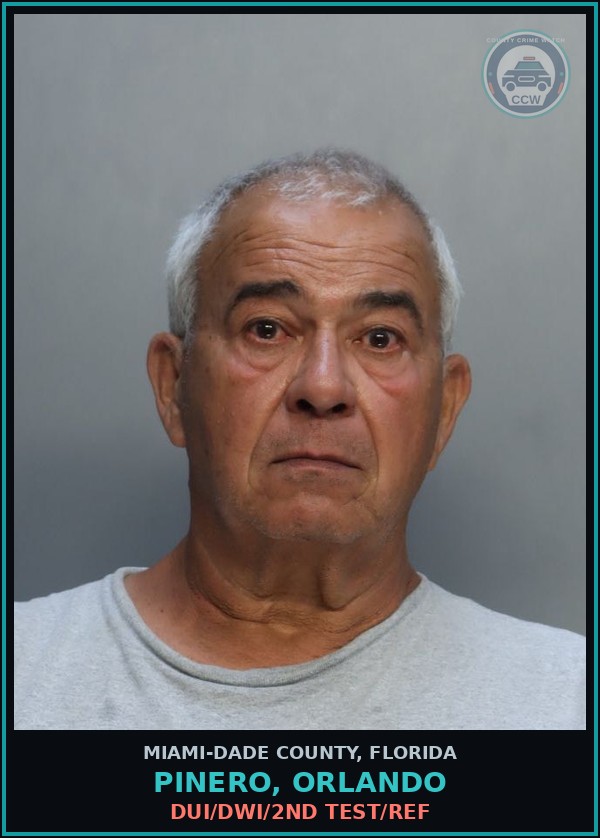 Booking mugshot of PINERO, ORLANDO in Miami-Dade County