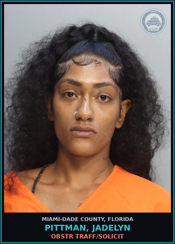 Booking mugshot of PITTMAN, JADELYN in Miami-Dade County