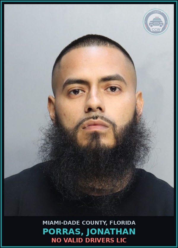 Booking mugshot of PORRAS, JONATHAN in Miami-Dade County