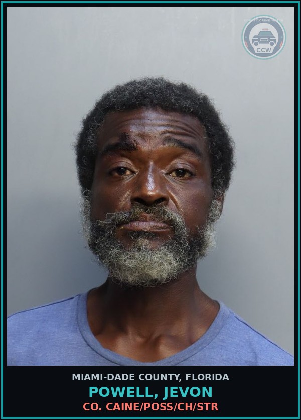 Booking mugshot of POWELL, JEVON in Miami-Dade County