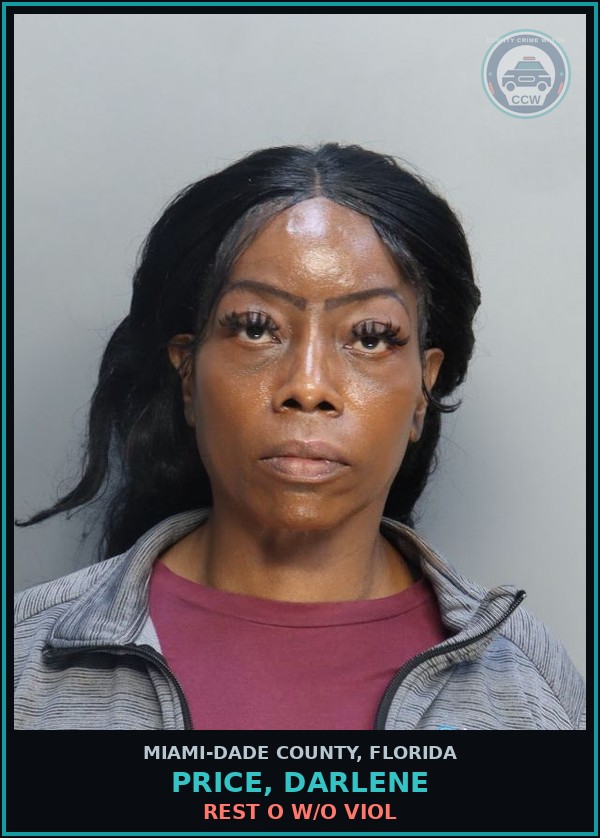Booking mugshot of PRICE, DARLENE in Miami-Dade County
