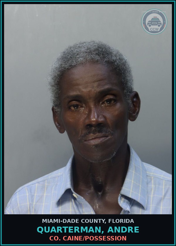 Booking mugshot of QUARTERMAN, ANDRE in Miami-Dade County