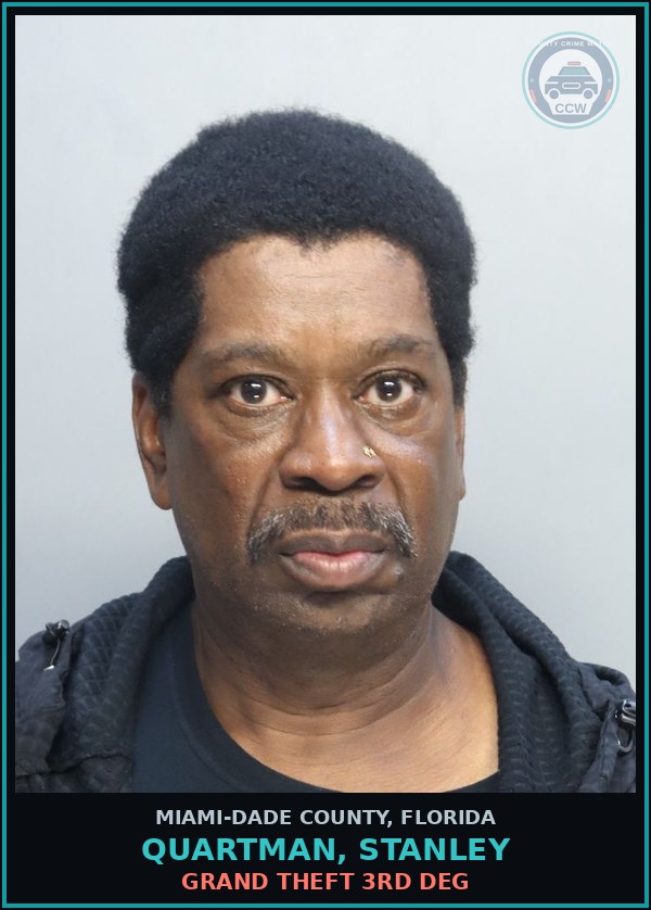 Booking mugshot of QUARTMAN, STANLEY in Miami-Dade County