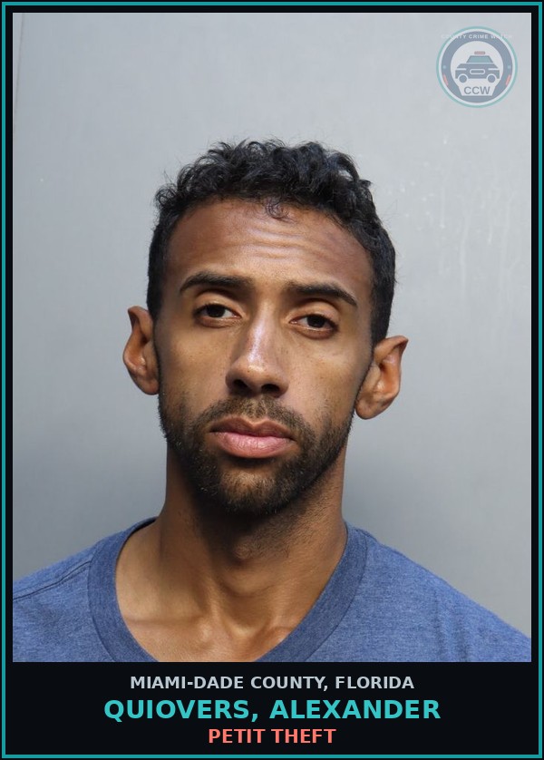 Booking mugshot of QUIOVERS, ALEXANDER in Miami-Dade County