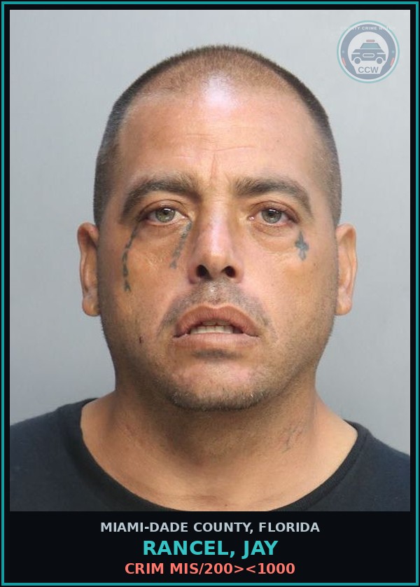 Booking mugshot of RANCEL, JAY in Miami-Dade County