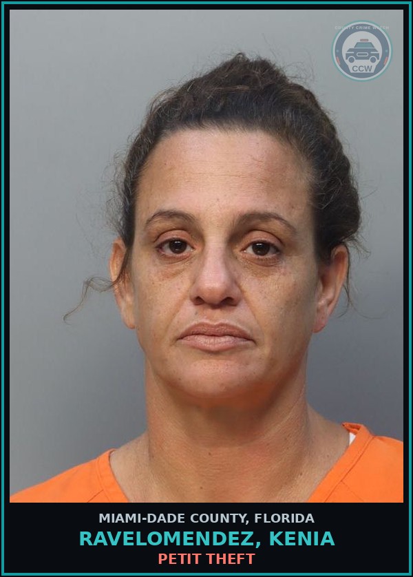 Booking mugshot of RAVELOMENDEZ, KENIA in Miami-Dade County