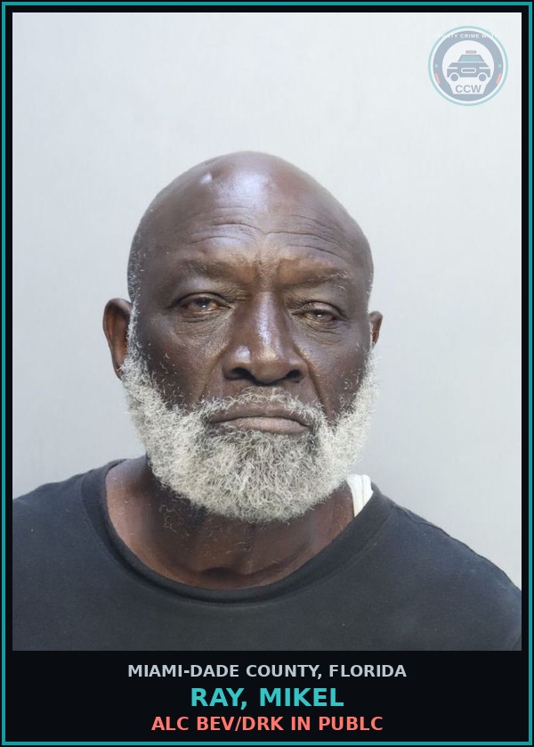Booking mugshot of RAY, MIKEL in Miami-Dade County