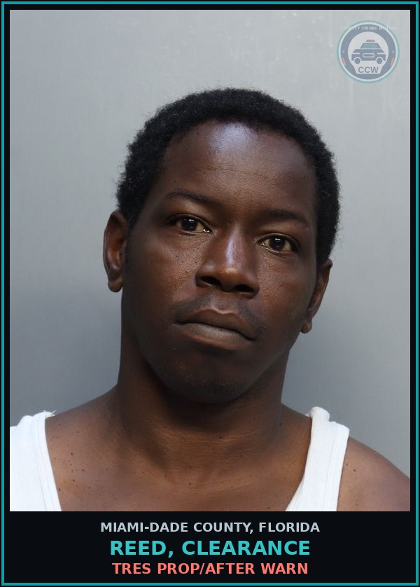 Booking mugshot of REED, CLEARANCE in Miami-Dade County
