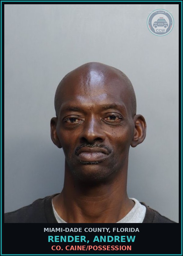 Booking mugshot of RENDER, ANDREW in Miami-Dade County