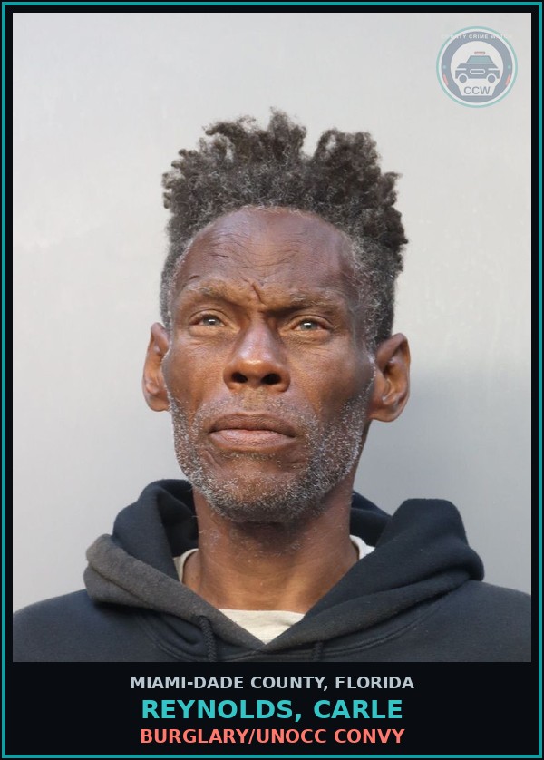 Booking mugshot of REYNOLDS, CARLE in Miami-Dade County