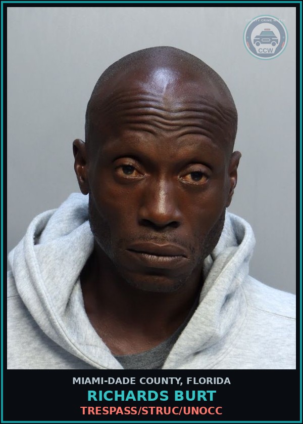 Booking mugshot of RICHARDS BURT in Miami-Dade County