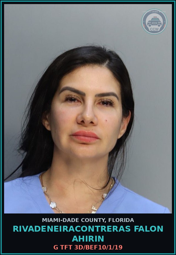 Booking mugshot of RIVADENEIRACONTRERAS FALON  AHIRIN in Miami-Dade County