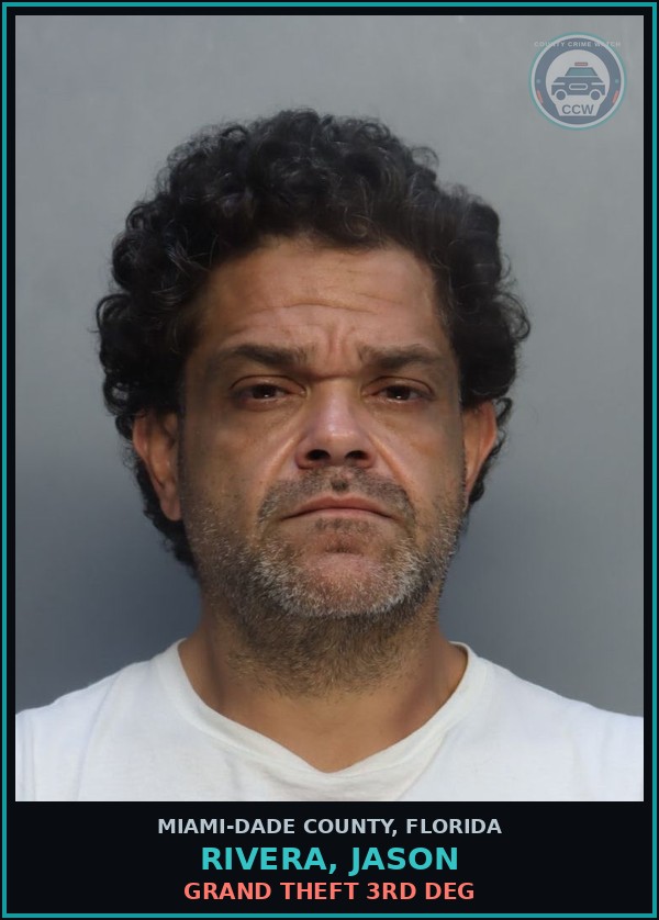 Booking mugshot of RIVERA, JASON in Miami-Dade County