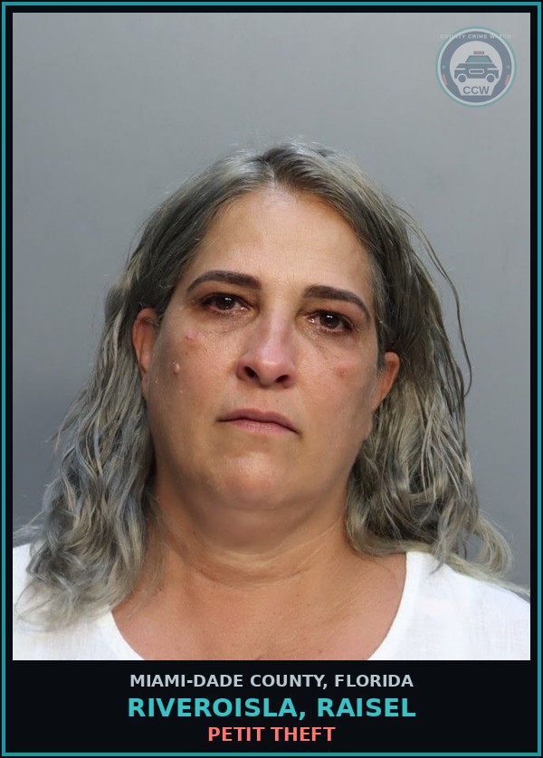 Booking mugshot of RIVEROISLA, RAISEL in Miami-Dade County