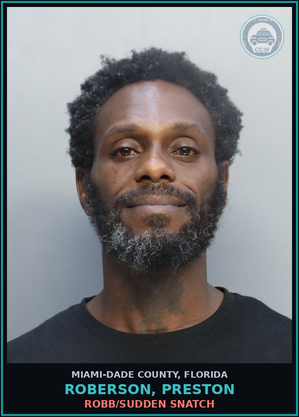 Booking mugshot of ROBERSON, PRESTON in Miami-Dade County