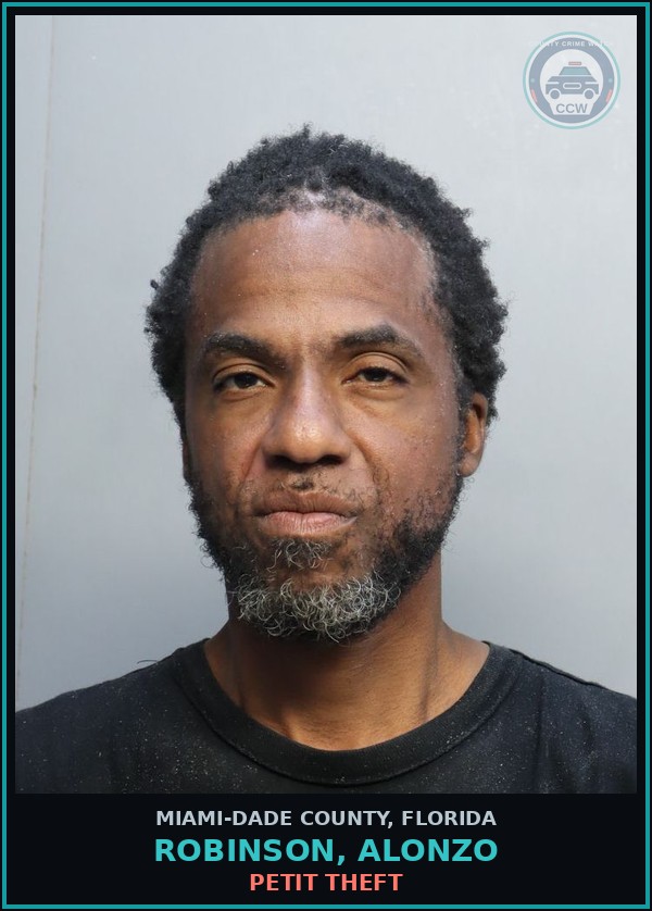 Booking mugshot of ROBINSON, ALONZO in Miami-Dade County