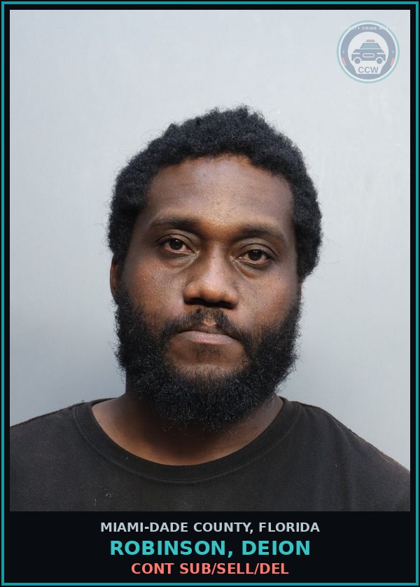 Booking mugshot of ROBINSON, DEION in Miami-Dade County
