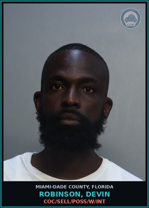 Booking mugshot of ROBINSON, DEVIN in Miami-Dade County
