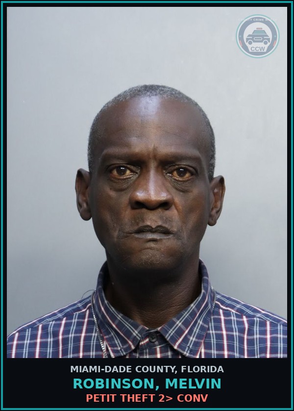 Booking mugshot of ROBINSON, MELVIN in Miami-Dade County
