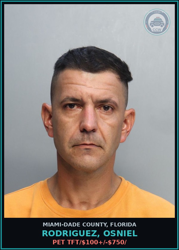 Booking mugshot of RODRIGUEZ, OSNIEL in Miami-Dade County