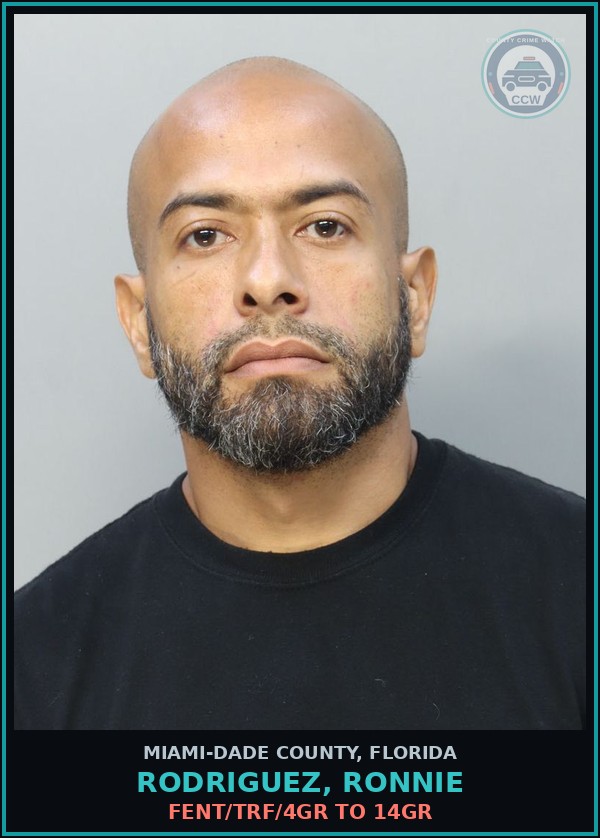 Booking mugshot of RODRIGUEZ, RONNIE in Miami-Dade County