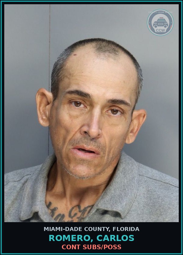 Booking mugshot of ROMERO, CARLOS in Miami-Dade County