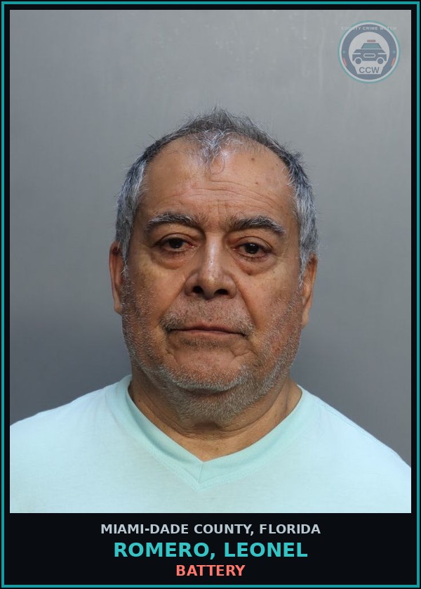 Booking mugshot of ROMERO, LEONEL in Miami-Dade County