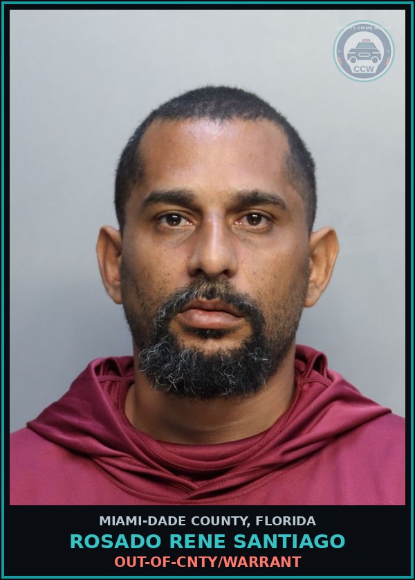 Booking mugshot of ROSADO RENE  SANTIAGO in Miami-Dade County